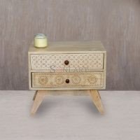 Glasgow Solid Wood Hand Carved Side Table | Buy Wooden Side Table Online | Bedside Table Online | Soni Art | Mango Wood Furniture Online