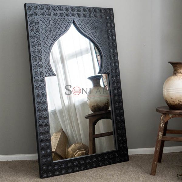 black mirror hand carved indian furniture nz 04206 | Soni Art