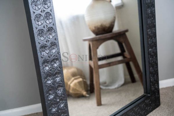 black mirror hand carved indian furniture nz 04208 | Soni Art