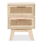 Klen Solid Wood Cane Side Table | Wooden Side Table | Wooden Bedside Table with Drawer | Side & End Table | Soni Art