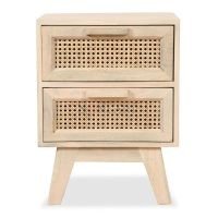 Klen Solid Wood Cane Side Table | Wooden Side Table | Wooden Bedside Table with Drawer | Side & End Table | Soni Art