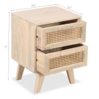 Klen Solid Wood Cane Side Table - Image 3