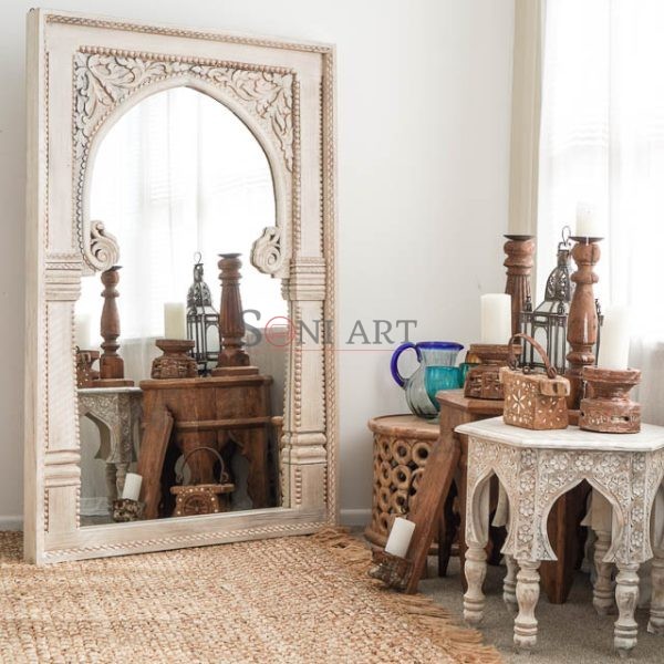 large hand carved indian mirror 1360mm high x 900mm wide | Soni Art