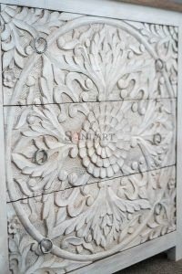 Anleo Solid Wood Carved Chest of Drawer - Image 3