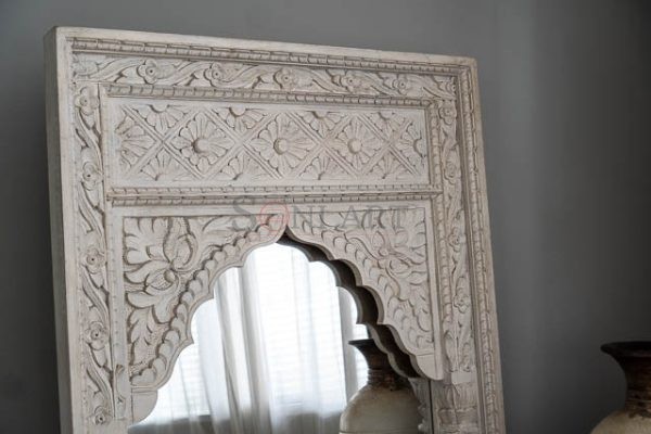 white mirror hand carved indian furniture nz 04232 | Soni Art