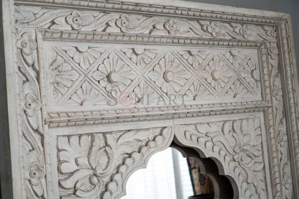 white mirror hand carved indian furniture nz 04233 | Soni Art