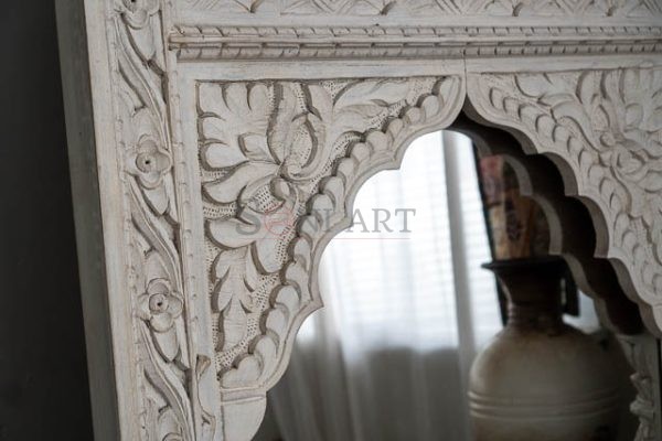 white mirror hand carved indian furniture nz 04234 | Soni Art