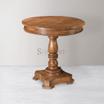 Sarve Solid Wood Pedestal Side Table Dia 24 Height 24" | Buy Wooden Side Table Online | Sofa Side Table for Living Room | Wooden Side table | Soni Art