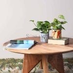 Lotus Solid Wood Round Wooden Coffee Table | Wooden Coffee Table Online | Round Coffee Table Online | Soni Art