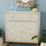 Victor Bone Inlay Chest of Drawers with Storage Doors | Wooden Storage Cabinet | Wooden Chest of Drawers | Solid Wood Chest of Drawers | Soni Art | Bone Inlay Furniture | Bone Inlay Chest of Drawers