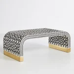 Orchid Bone Inlay C Shape Coffee Table | Buy Wooden Coffee Table Online | Bone Inlay Coffee Table Online | Bone Inlay Furniture | Soni Art