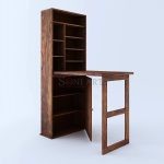 Ampara Wall Mounted Foldable Study Table Desk and Bookshelf | Wooden Bookshelf | Wooden Study Table Desk | Foldable Study Table | Soni Art