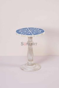 Ravour Bone Inlay Pedestal Side Table - Image 6