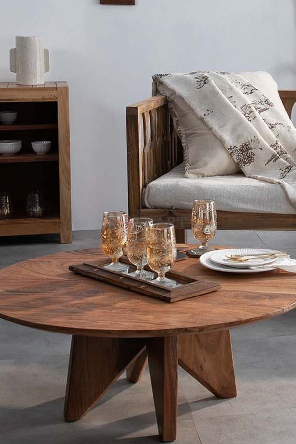 buy sandblasted low brekker neutral acacia wood coffee table online freedomtree in | Soni Art
