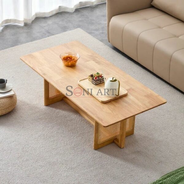47 L Solid Wood Imitation Rattan Coffee Table 1 | Soni Art