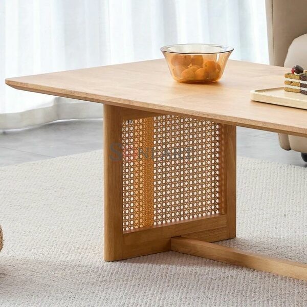 47 L Solid Wood Imitation Rattan Coffee Table 3 | Soni Art