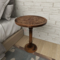Rudra Carved Elephant Accent Table – Solid Mango Wood - Image 4