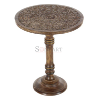 Rudra Carved Elephant Accent Table – Solid Mango Wood - Image 2