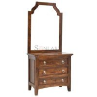 Allan Hand Carved Solid Sheesham Wood Dressing Table with Mirror 3 Drawers Soni Art - Image 11