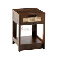 Floro Modern End Table with Drawer – Rattan Front Nightstand Soni Art - Image 8