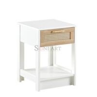 Floro Modern End Table with Drawer – Rattan Front Nightstand Soni Art - Image 5