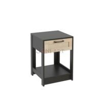 Floro Modern End Table with Drawer – Rattan Front Nightstand Soni Art - Image 6