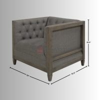 Greyport Coastal Farmhouse Upholstered Armchair with Tufted Back Solid Wood Frame Soni Art - Image 4