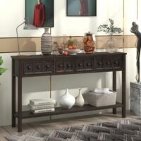 Glone Rustic Entryway Console Table, 5 Ft. Long with Two Sizes Drawers & Bottom Shelf for Storage - Image 13