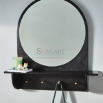 Isen Solid Wooden Frame Hook Rack Mirror