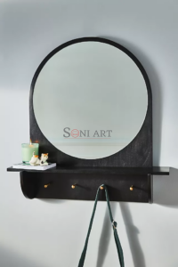 Isen Solid Wooden Frame Hook Rack Mirror