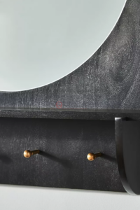 Isen Solid Wooden Frame Hook Rack Mirror - Image 3