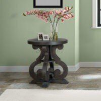 Jalna Solid Wood Trestle End Table For Living Room Hallway Bedroom | Wooden End Table | Solid Wood End Table | Pedestal Side Table | Soni Art