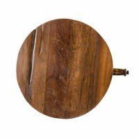 Reclaimed Wood Adjustable Height Crank Table – Industrial Side Table | 18.5" to 24.5" | Round Top | Soni Art - Image 7