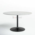 Elysian Ivory Dining Stone Table with Cast Iron Base | Buy Marble Dining Table Online | Soni Art | Round Dining Table