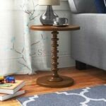 Sculpted Round Accent Side Table 22" Tall Soni Art | Buy Wooden Side table Online | Sofa Side Table for Living Room | Round Side Table | Pedestal Side Table | Soni Art