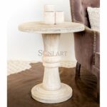 Hosten Solid Wood Pedestal End Table for Living Room Hallway | Wooden End Table | Wooden Side Table | Side Table for Living Room | Soni Art