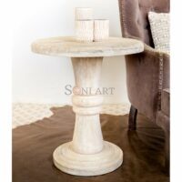Hosten Solid Wood Pedestal End Table for Living Room Hallway | Wooden End Table | Wooden Side Table | Side Table for Living Room | Soni Art