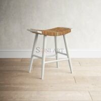 Sandy Backless Woven Counter Stool in Natural – Solid Wood | Soni Art - Image 3