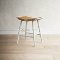 Sandy Backless Woven Counter Stool in Natural – Solid Wood | Soni Art - Image 4