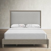 Dinora Solid Wood Frame Upholstered Headboard Bed - Image 4