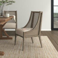 Wingback Back Set of 2 Woven Chairs with Upholstered Cushions – Solid Wood | Soni Art - Image 4