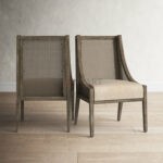 Wingback Back Set of 2 Woven Chairs with Upholstered Cushions – Solid Wood | Soni Art | Solid Wood Chair for Living Rooms | Wooden Cane Chair with Upholstered Seat