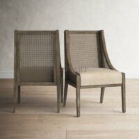 Wingback Back Set of 2 Woven Chairs with Upholstered Cushions – Solid Wood | Soni Art | Solid Wood Chair for Living Rooms | Wooden Cane Chair with Upholstered Seat