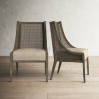 Wingback Back Set of 2 Woven Chairs with Upholstered Cushions – Solid Wood | Soni Art - Image 5