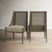 Wingback Back Set of 2 Woven Chairs with Upholstered Cushions – Solid Wood | Soni Art - Image 2