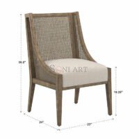 Wingback Back Set of 2 Woven Chairs with Upholstered Cushions – Solid Wood | Soni Art - Image 3