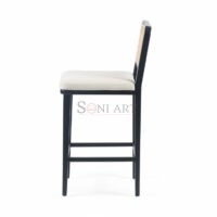 Albero Solid Wood Counter Stool with Cane Back Fabric Seat Soni Art - Image 4