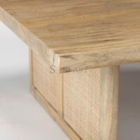 Carlton Solid Wood Coffee Table - With Cane Accented Base Coffee Table - Image 18