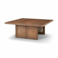 Carlton Solid Wood Coffee Table - With Cane Accented Base Coffee Table - Image 4
