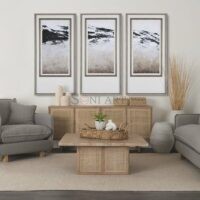 Carlton Solid Wood Coffee Table - With Cane Accented Base Coffee Table - Image 2